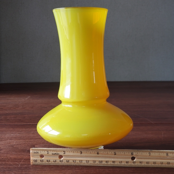 Yellow Clear Cased Glass Vintage MCM Åseda Glasbruk Vase by Bo Borgstrom Sweden - Picture 6 of 8